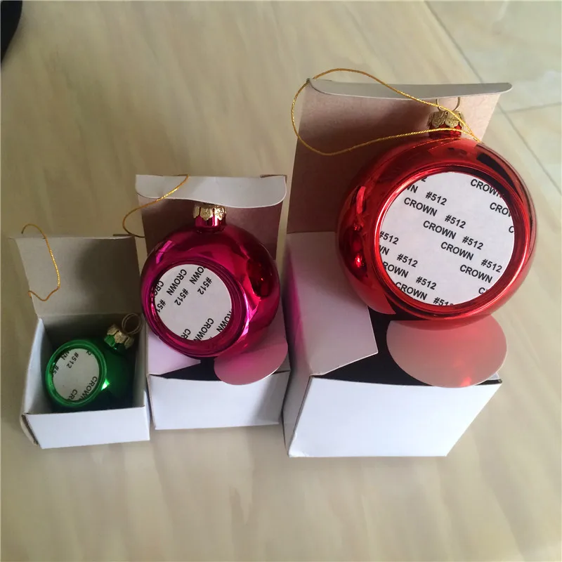 sublimation christmas ornament ball charm personalized blank consumables hot transfer DIY custom gifts 6colours 48pcs/lot