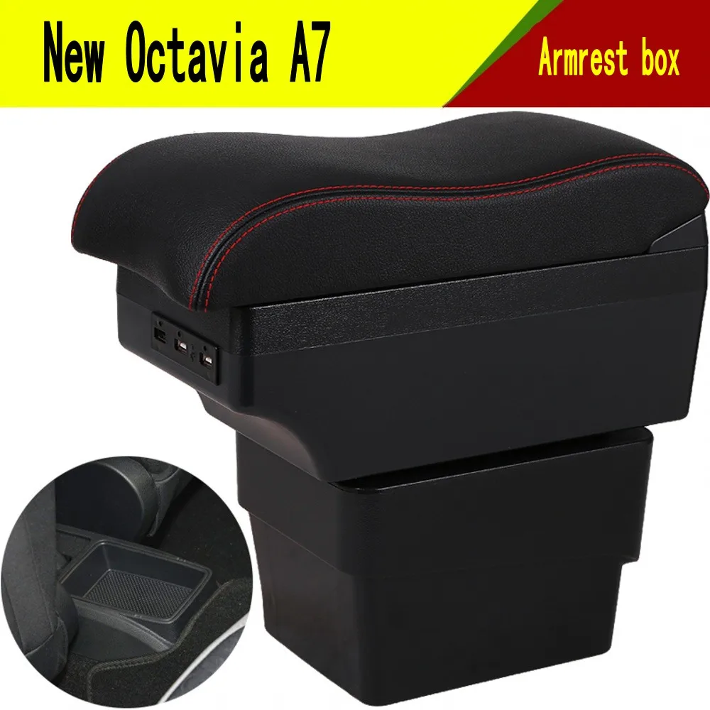 

For skoda Octavia A7 Armrest Box Car Center Console Storage Space Case Elbow Rest with Cup Holder USB Interface