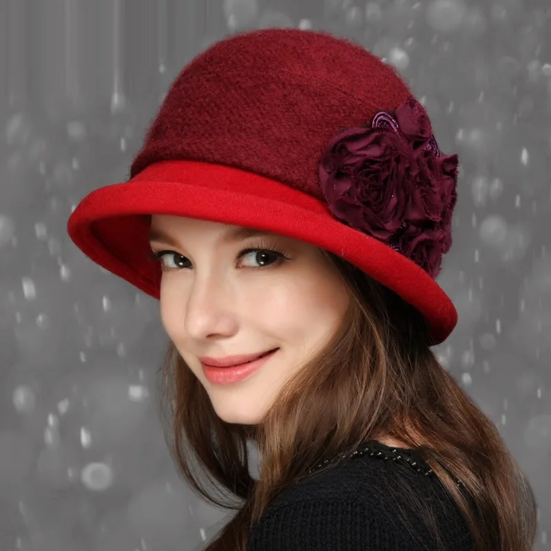 New Fashion Winter Warm Hat Girls Knitted Woolen Cap  Lady Fashion Elegant Beret Cap Students Travel Foldable Hat  B-7640