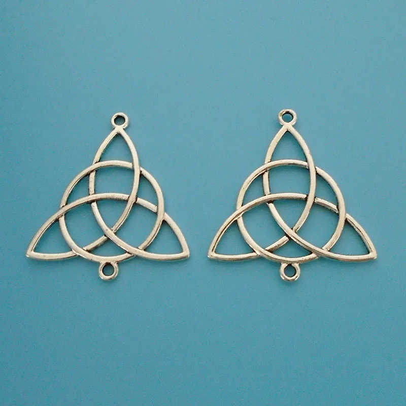 20 x Tibetan Silver Hollow Celtics Knot Trinity Triquetra Pagan Wicca Connectors Charms Pendants for Jewelry Making Findings