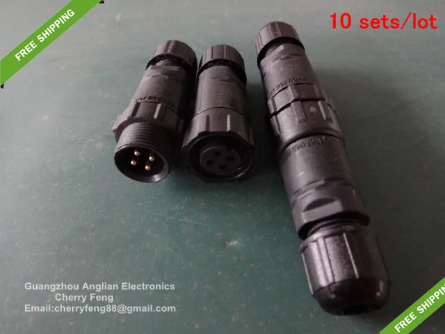 

Free Shipping! 4 Pin LED Street lamp special waterproof connector, IP68 Waterproof contacts, butt-type M14