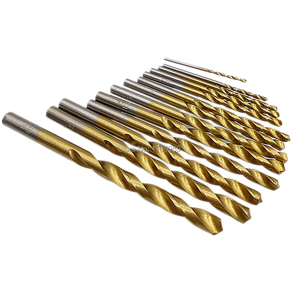 

13pc Twist Drill Bit HSS Titanium Coated Woodworking Drill Bit 1.5 to 6.5mm Straight Shank Metal Plastic Drilling Cutting Tools