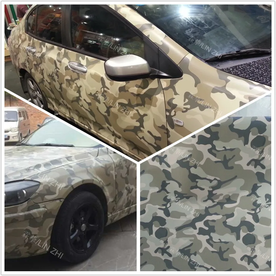 50X152CM Hot Selling Premium Camo Car Sticker Vinyls PVC Motorcycle Carbon Fiber Sticker Army Military Camouflage Woodland Decal