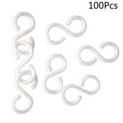 100pcs System Hanger S Hooks Hanging Mini Plastic White S Shaped Utensils Clothes Towel Pots Pans Hooks Racks Hooks For Kitchen