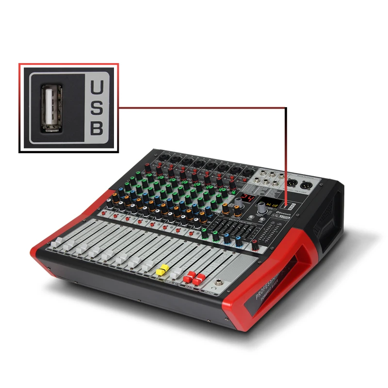 Профессиональный микшер Fuluode, 6/8 каналов, с усилителем мощности и функцией реверберации, с поддержкой Bluetooth, USB, показ сцены