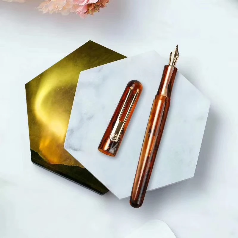 

New Picasso Celluloid Fountain Pen EtSandy Aurora Brown PS-975 Iridium Fine Ink Pen Writing Gift Pen for Business Office