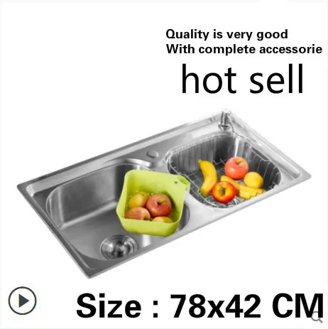 

Free shipping Household standard kitchen double groove sink do the dishes food grade304 stainless steel hot sell 78x42 CM