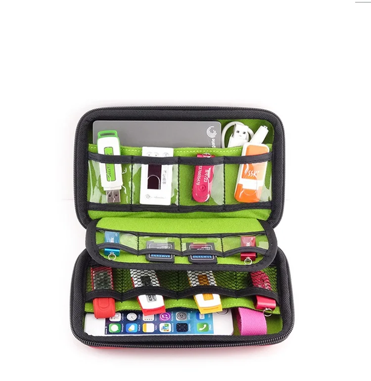 GHKJOK PU 가죽 하드 쉘 케이스, U 디스크, SD 카드, USB 플래시 드라이브, 파워 뱅크 하드 디스크용 전자 액세서리 정리함