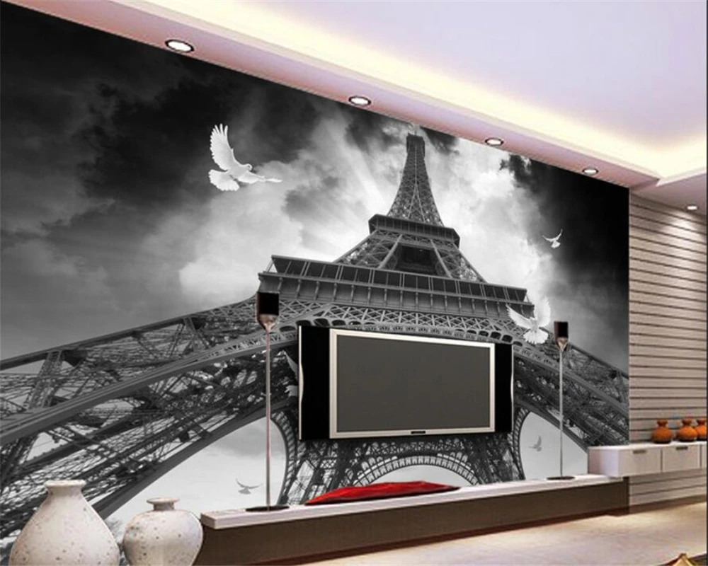 

beibehang Custom wallpaper 3D TV backdrop modern Paris France Tower Pigeon TV background wall mural 3d wallpaper papel de parede