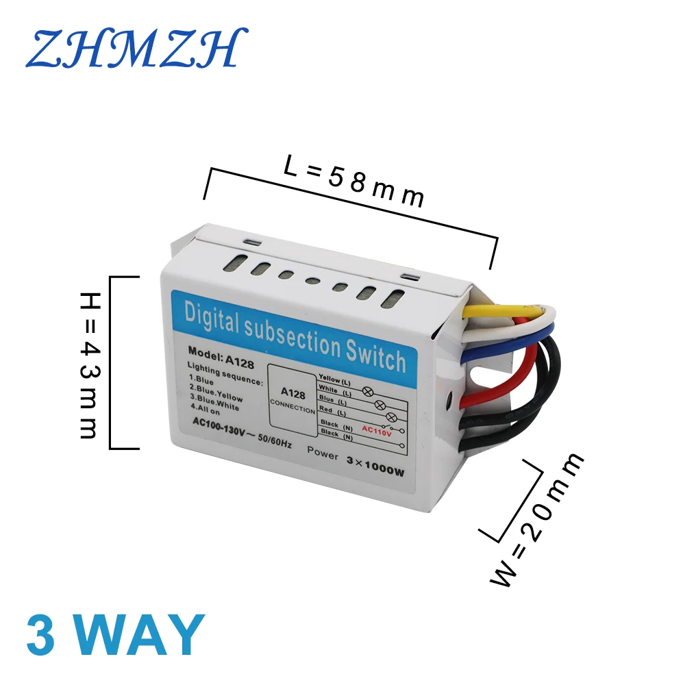 110V 2 Ways 3 Ways Digital Subsection Switch for Ceiling Light 2/3 Road Independence Control Section Switch Piecewise Switch