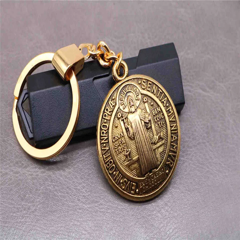 Religious Classic Benedict Cross Keychain Orb Keychain Jewelry Jesus Key Chain Medal Holder Fashion Jewelry Gift