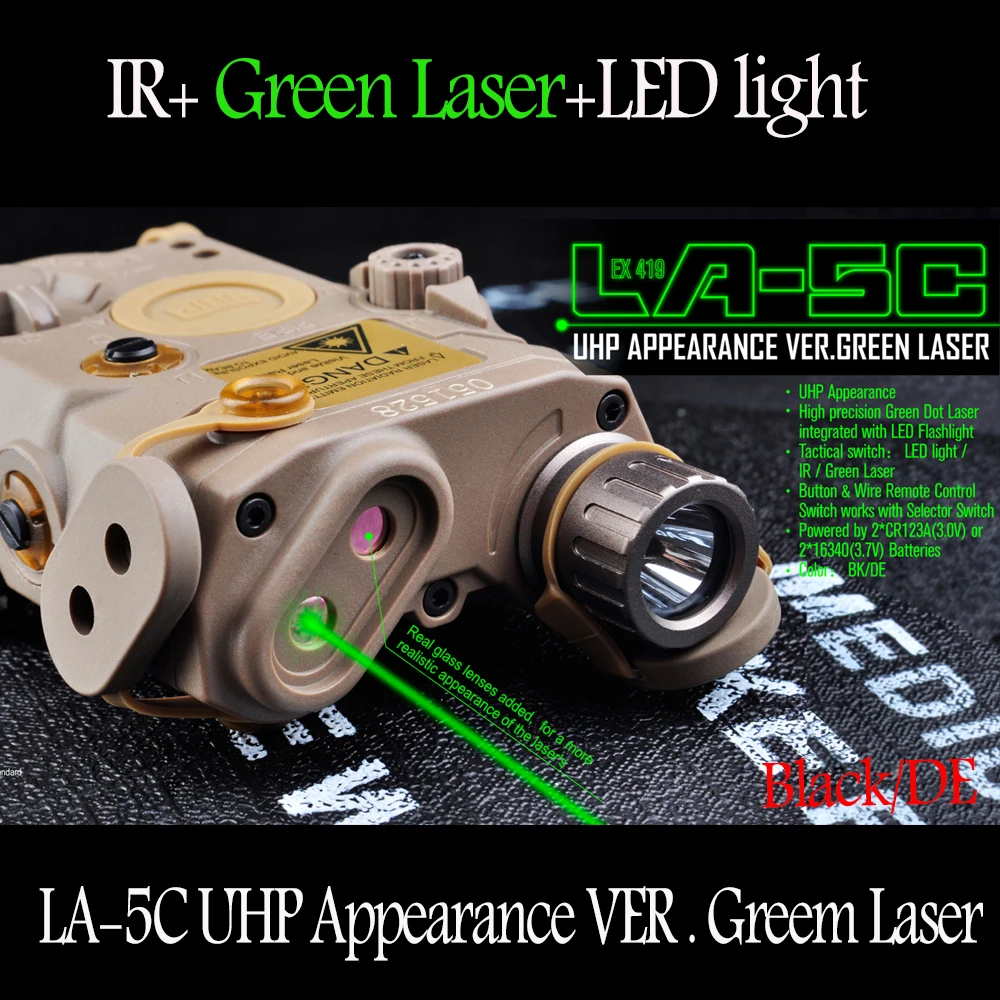 

Element Airsoft LA-5C PEQ UHP Appearance Green Laser And Flashlight Hunting Weapon lights EX419