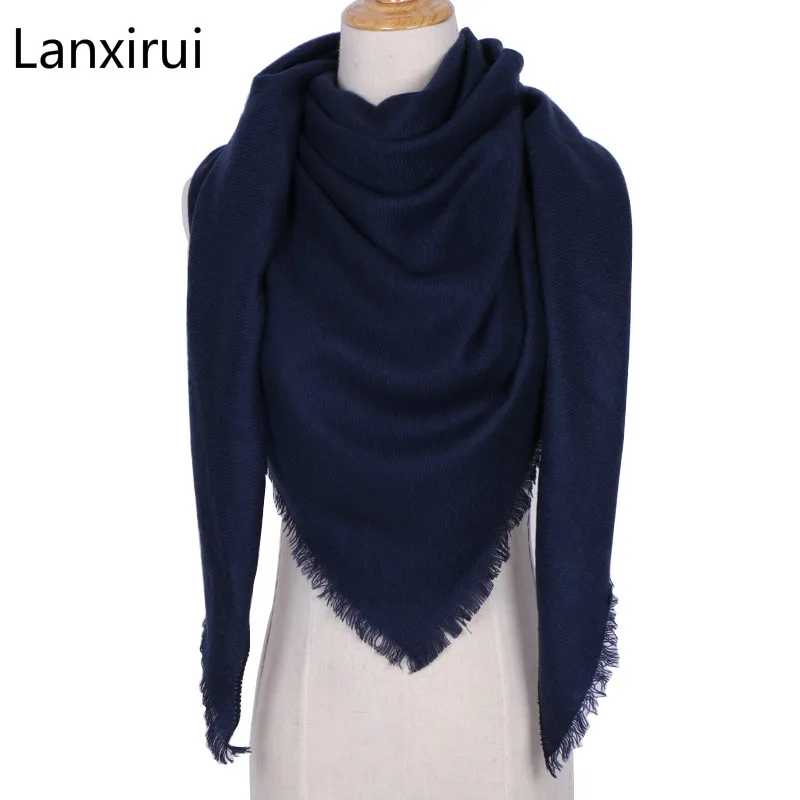 Luxury Brand Desiguers Winter Triangle Scarf Women Shawls and Wraps Cashmere Foulard Solid Color Scarves Blanket Dropshipping