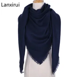 Luxury Brand Desiguers Winter Triangle Scarf Women Shawls and Wraps Cashmere Foulard Solid Color Scarves Blanket Dropshipping