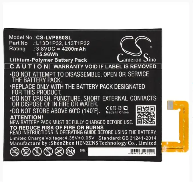 Cameron Sino 4200mAh battery for LENOVO Tab 2 A8-50 50F 50LC L13D1P32 L13T1P32 Tablet Battery