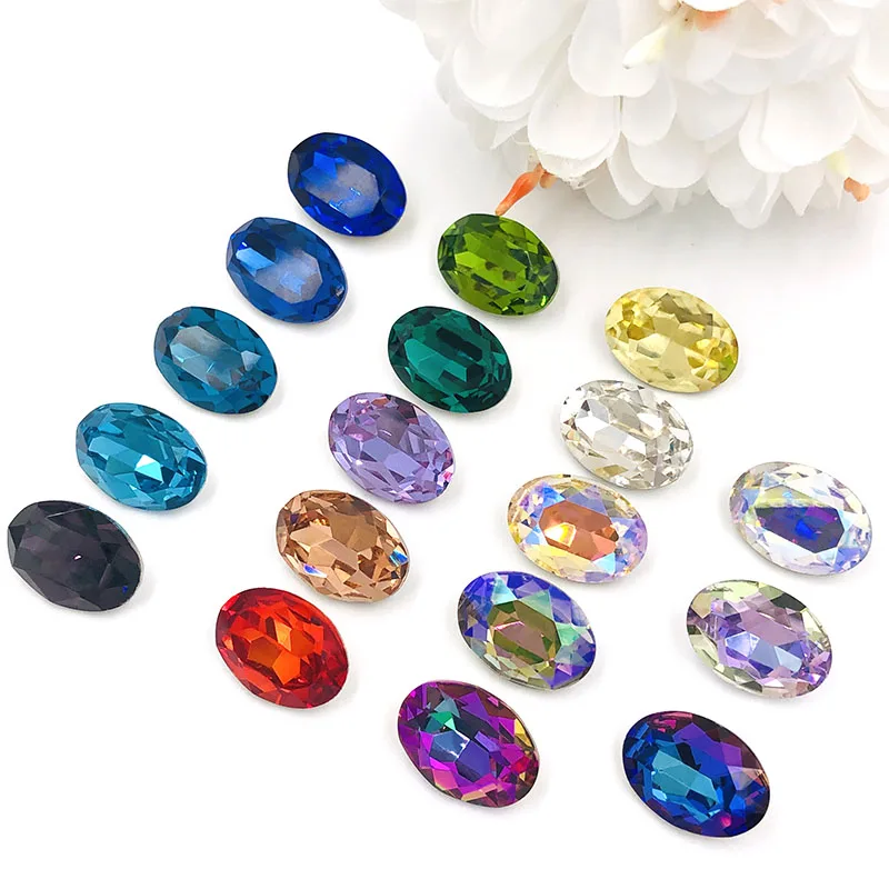 Jewelry Making Oval Shape Crystal Glass Pointback Rhinestones For Nail Art/Necklace/Clothing Accessories