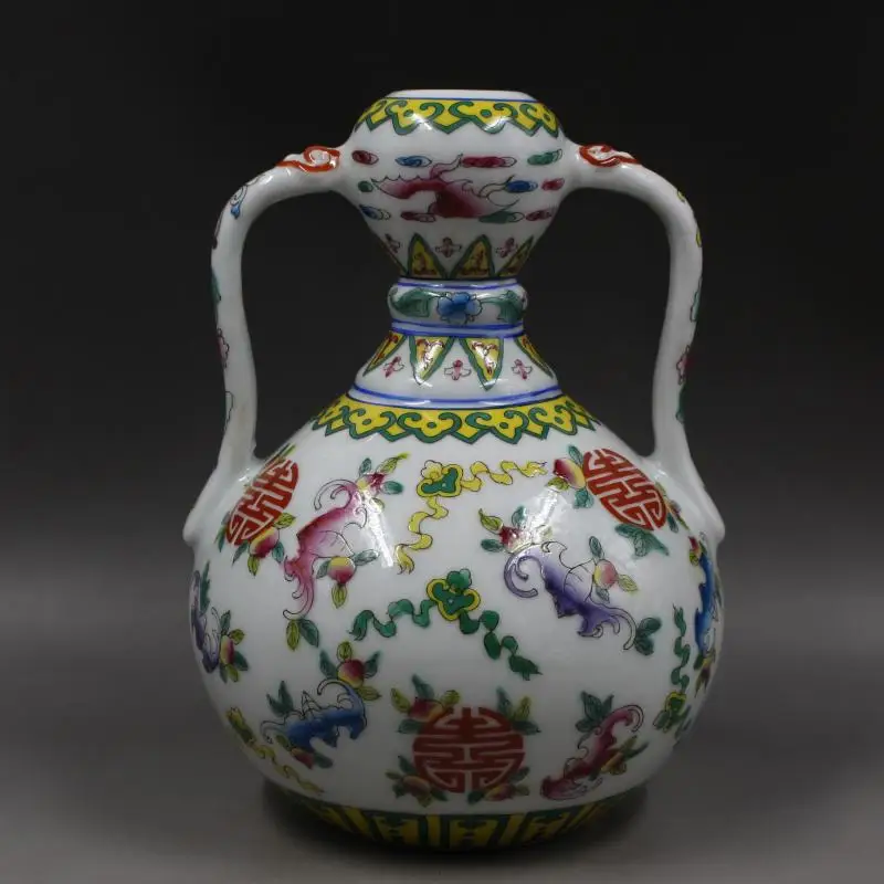 Antique Chinease QingDynasty porcelain vase,color blessing longevity bottle,Handicrafts,best collection&adornment, Free shipping