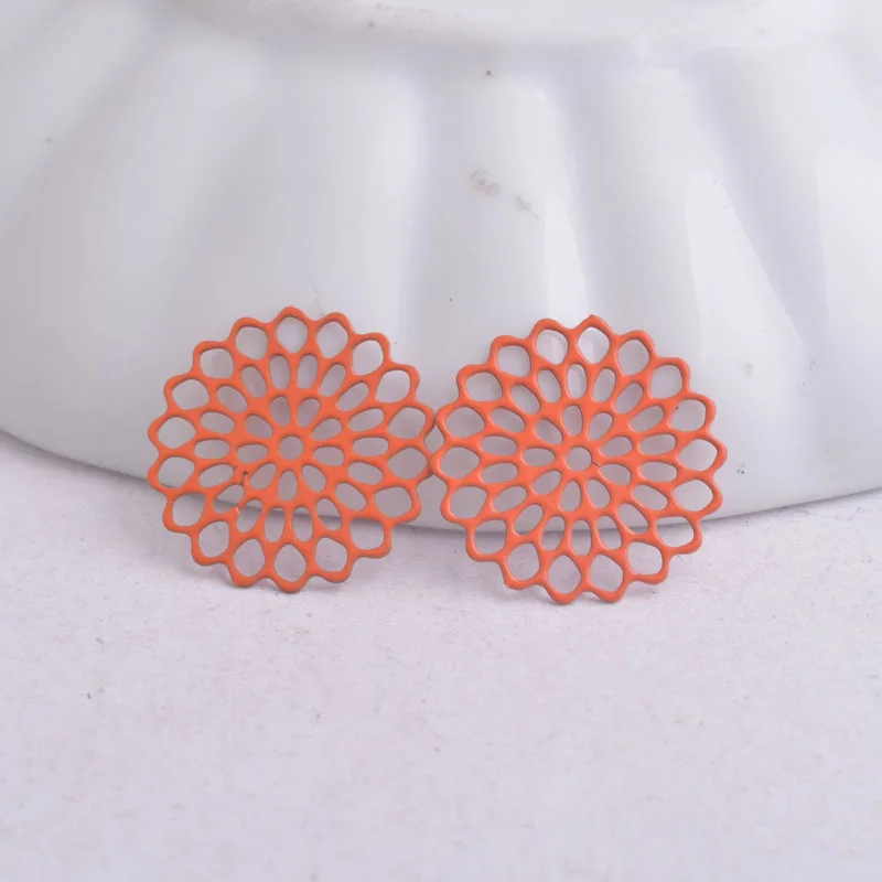100 Stück AC5221 15mm bemalte runde Anhänger mit Blumenmuster, hohle Verbindungsstücke – Detail 15