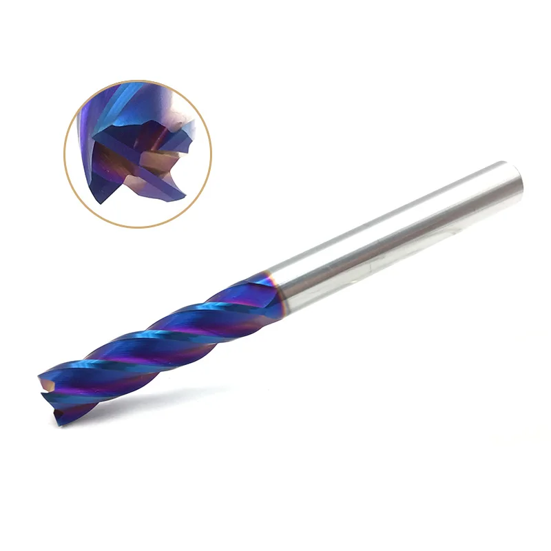 10mm End Mill Extra 100mm 150mm HRC65 4Flute Solid Carbide Fat End Mills Straight Shank Blue Coated Milling Cutter Tool