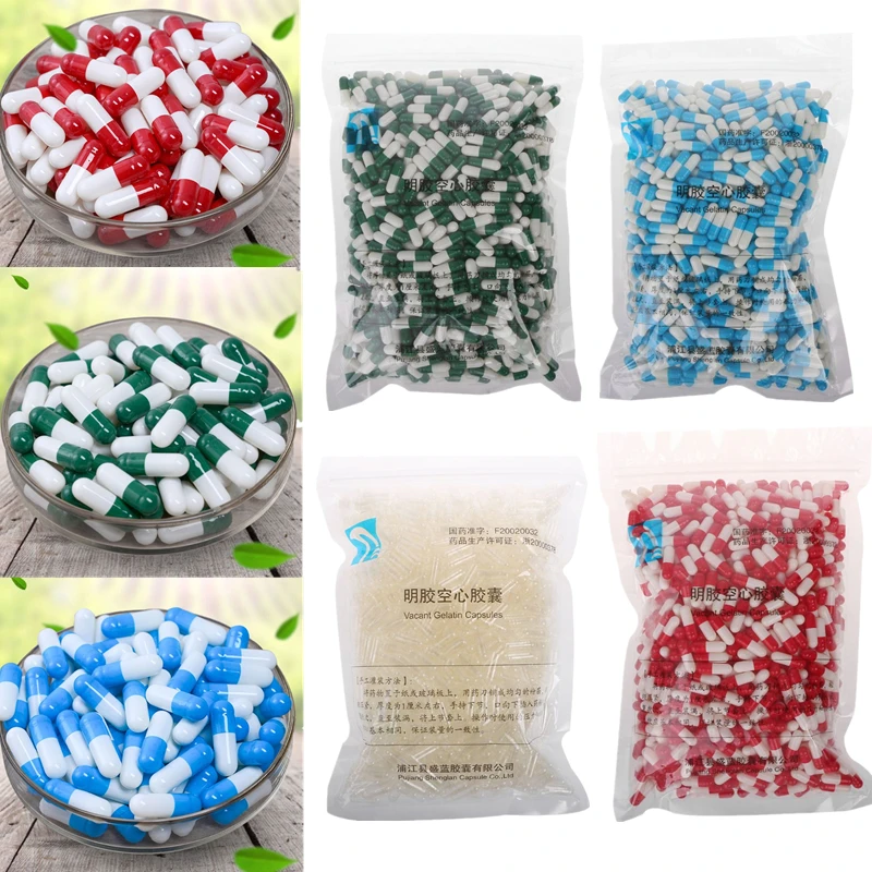 1000Pcs Leere Gelatine Kapsel MedicineCapsule 0 # Rote Und Weiße Leere Pille