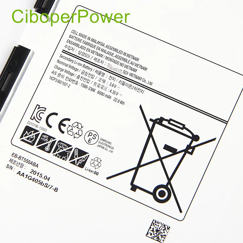 Original quality 3.8V 6000mAh EB-BT550ABE Tablet Replacement Battery For Tab