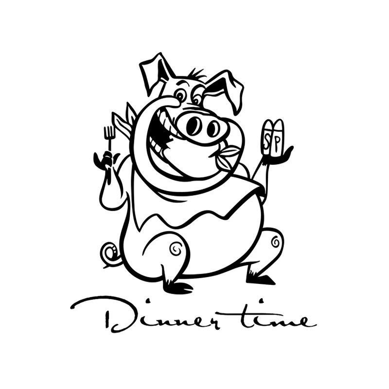 13.7cm*15.7cm Dinner Time Pig Fashion Cartoon Car Sticker Vinyl Decal S4-0554