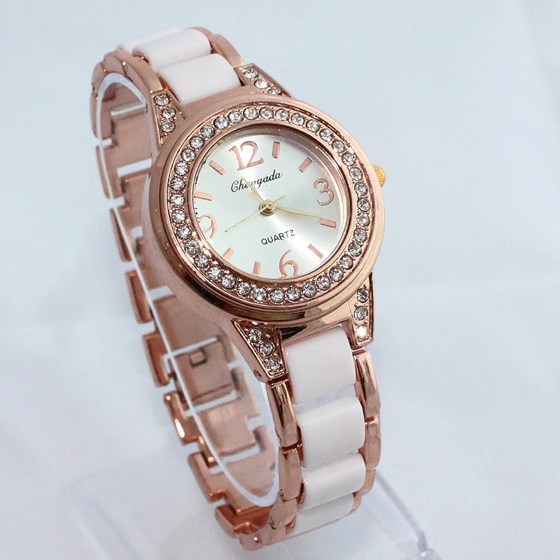 Chaoyada relógios de pulso femininos da moda, aço inoxidável, pulseira, relógios de pulso para mulheres o84