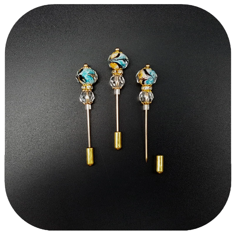 Unique Hand-made Glass Beads Lapel Pins/Hijab Pins Wholesale