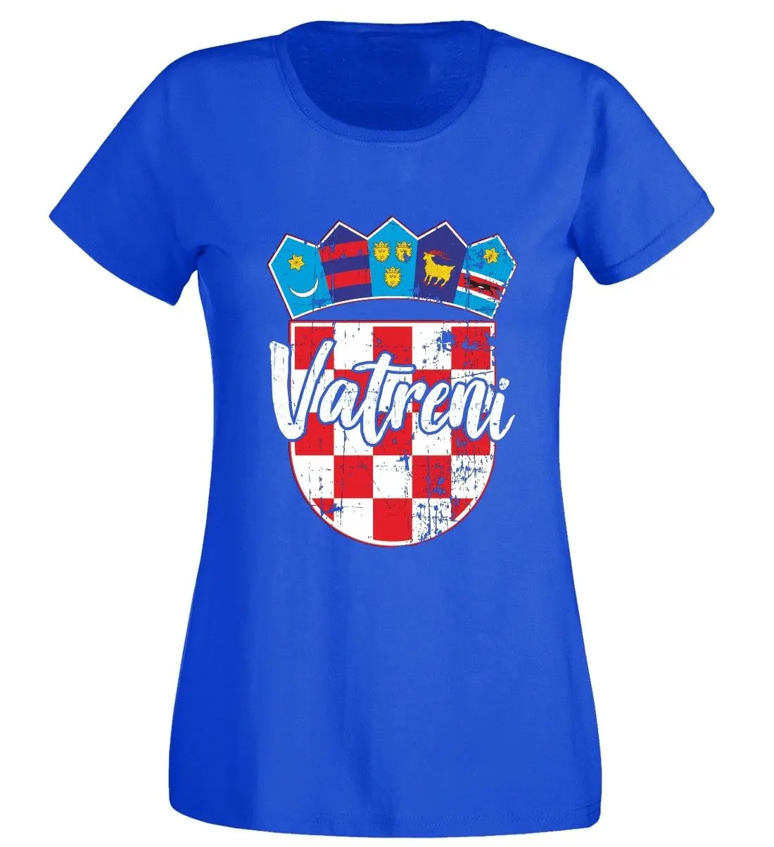 Fashion Women T Shirts Round Neck T-Shirt Kroatien Ver. T-Shirt Zur Auswahl - Croatia Fire Jebote Zagreb Printed T-Shirt Women