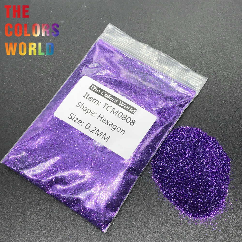 TCM0808 Deep Purple Color Metallic Luster Hexagon Shape Nail Glitter Nail Art Decoration Makeup Face Painting Henna Handwork DIY