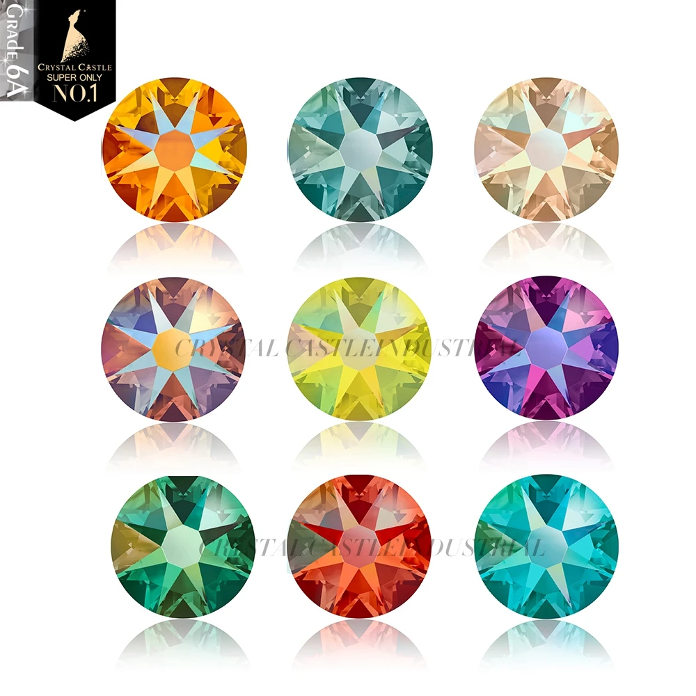 Crystal Castle Excellent AB Color Non-Hotfix Strass Cold Bling Flatback Stones Diy 3D Nail Art Rhinestones For Crafts 6ANHFABC