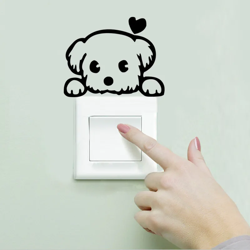 Funny Patterns Switch Stickers For Kids Room Livingroom Bedroom Decoration Home Decal Diy Cartoon Animal Cat Dog Vinyl Mural Art