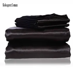 Satin Black Bedding Set With Duvet Cover Bed Sheet Pillow Cover Luxury Satin Bedding Bed Linen King Queen Twin Size