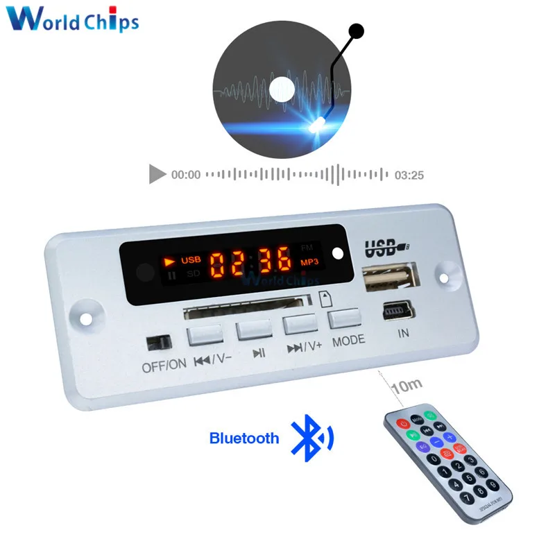 Mini 5V MP3 Decoder Board Bluetooth Call Decoding Module MP3 WAV U-Disk & TF Card USB With 2*3W Amplifier Remote Controller