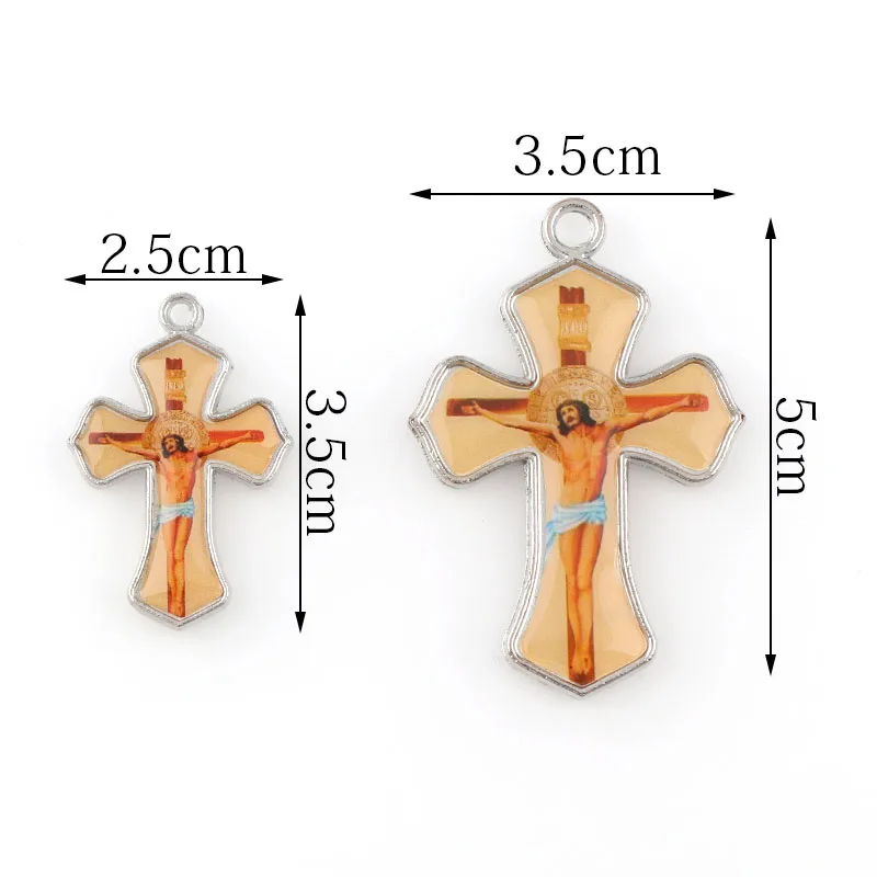 Double Enamel Divine Mercy Love Jesus Religion Motivational Crucifix Pendants and Black Rope Wire Cross Pendants Necklace 45cm