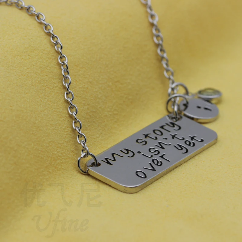 Birth stone My story isn\'t over yet semicolon Necklace inspirational necklace Gifts Alloy Necklace  Jewelry N203
