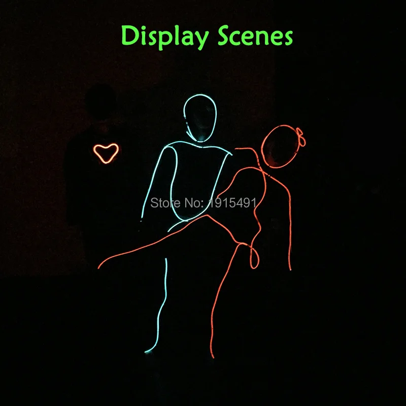 

Top Selling Diy Neon Led Strip Light Up Butterfly Knot Dress Up Costume Style of Matchstick Beauty EL Wire Cable Rope Clothes