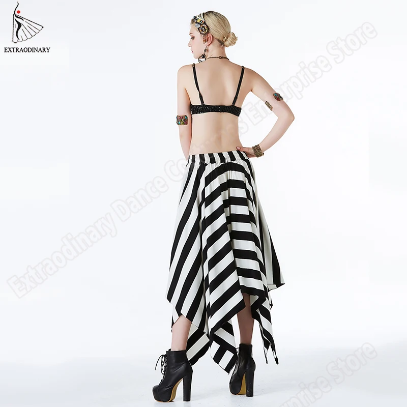 New ATS Tribal Women Belly Dance Costumes Set Bra Skirt Gypsy Vintage Coins Hand Beading Bellydance Performance Clothes Top
