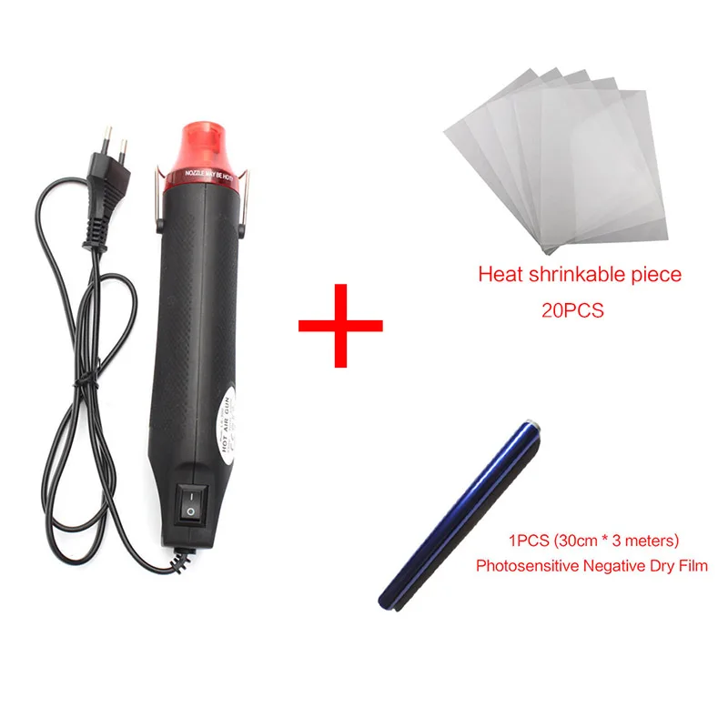 

1PC 220V Heat Gun and 1PCS (30cm * 3 meters) Photosensitive Dry Film , 20PCS White polished Heat shrink Sheets