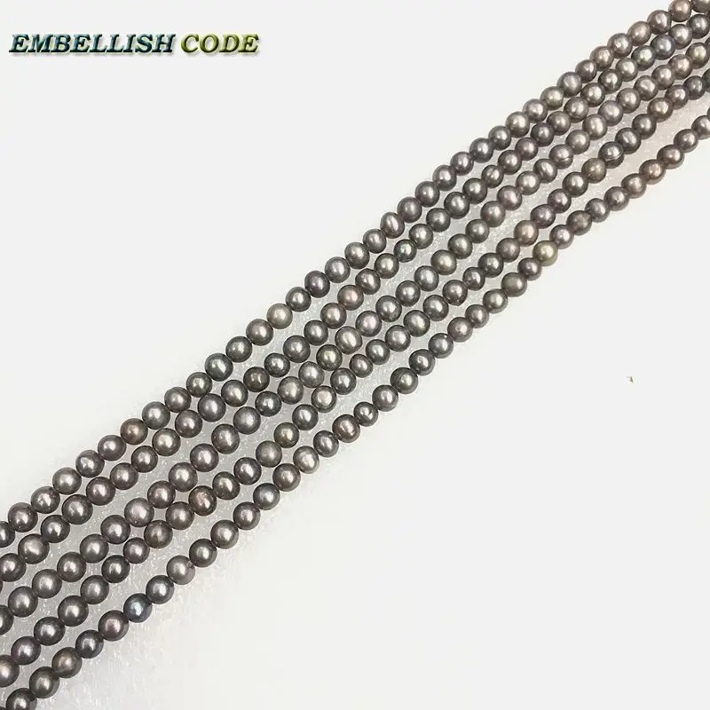 DIY on sales low price wine dark gray real pearl beads 4-5mm nearroud shape Strand (about 85pcs/lot) natural Freshwater pearls