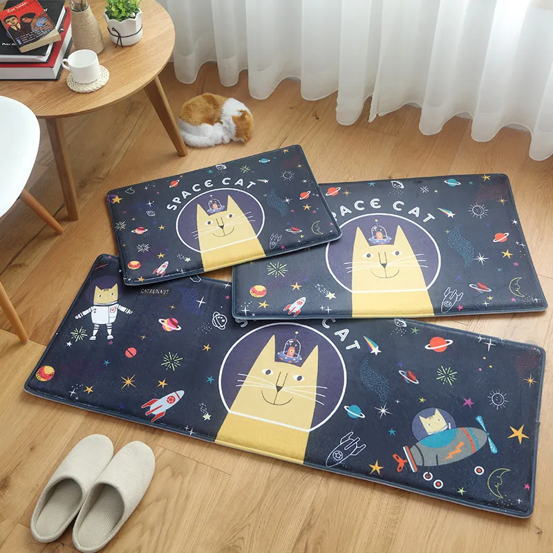 Cartoon Printed Flannel Carpets Kids Room Decorate Soft Rugs And Carpet Kitchen Bathroom water uptake Anti-skid Floor Mat/Rug