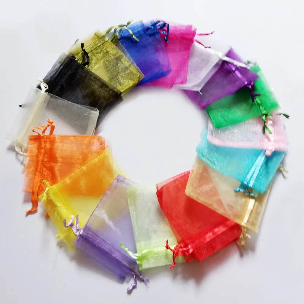 9*12cm 500pcs Multi Color Gift Bags For Jewelry/wedding/christmas/birthday Yarn Bag With Handles Packaging Gifts Organza Bags