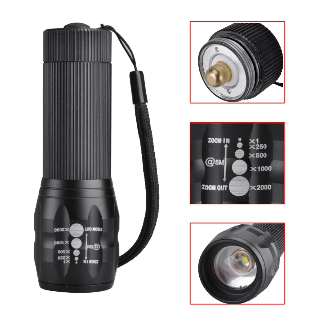 SingFire SF-508 LED 300lm 3-Mode Mini Zooming LED Flashlight Torch - Black (3 x AAA Battery)