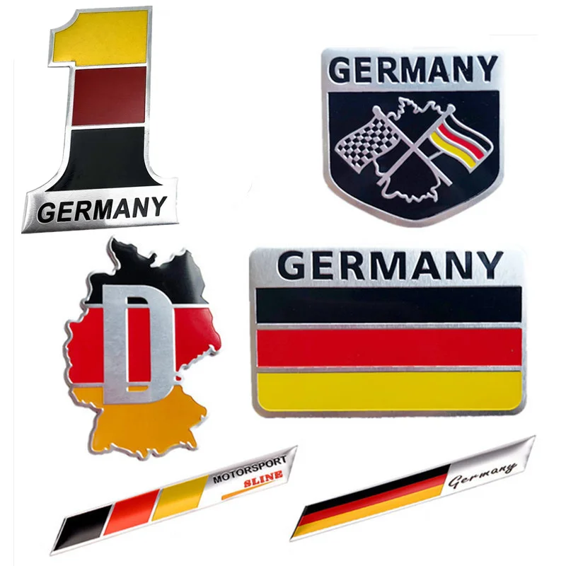 3D Aluminum Germany Sticker German Flag Emblem Decal for Audi BMW Perodua Toyota Honda Nissan Ford Mazda Mercedes Car styling