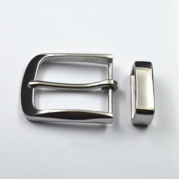 40mm Men\'s solid Stainless Steel Pin Belt Buckle + Belt loop Belts Clip DIY leather Craft accessories for belt width 38-39mm