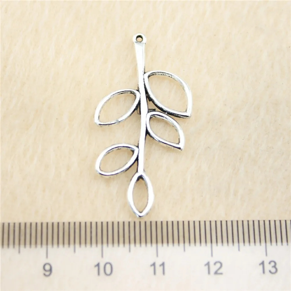 62pcs/lot 37*19mm ancient silver Hollow Leaf charm Pendants DIY jewelry for bracelet necklace earring