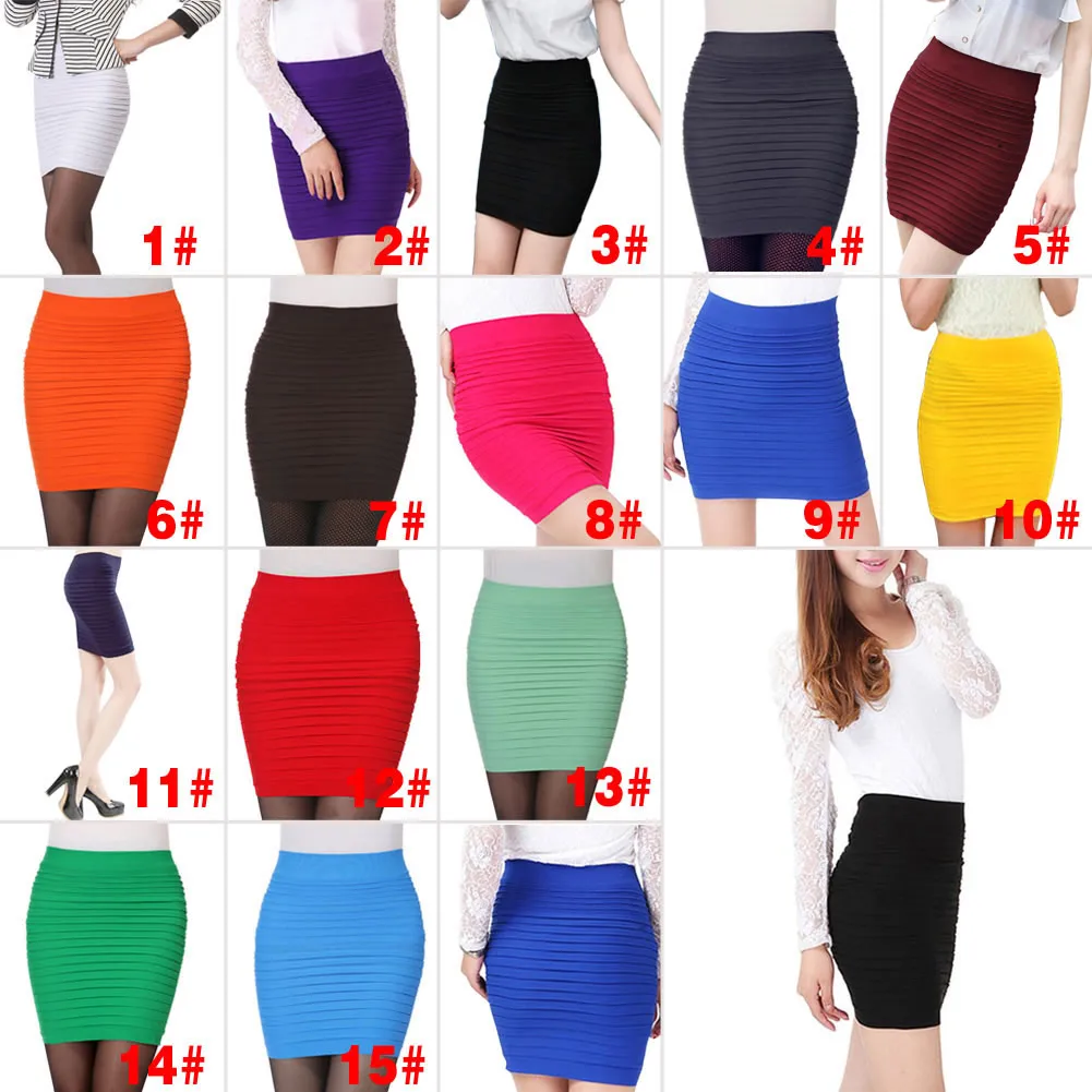 Womens Office Skirt Sexy Casual Skirt Pencil Skirt OL Midi Pencil High Waist Women Tight Office Party Elastic  Pleated Skirt Hot