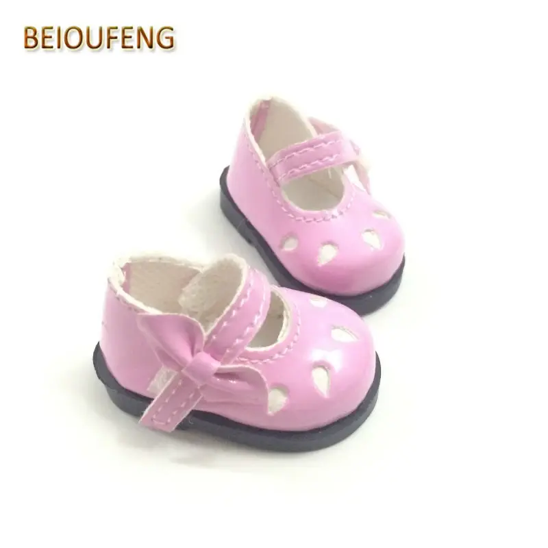 BEIOUFENG 5CM Mini PU Leather Doll Shoes for Russian Dolls,Beautiful Toy Boot with Bow Fashion Doll Shoes for Dolls 12 Pair/Lot