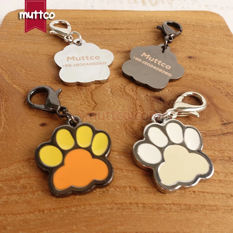 Retailing carving free shipping lovely paw print shape for pets message zinc alloy high quality 2 colors dog id tags