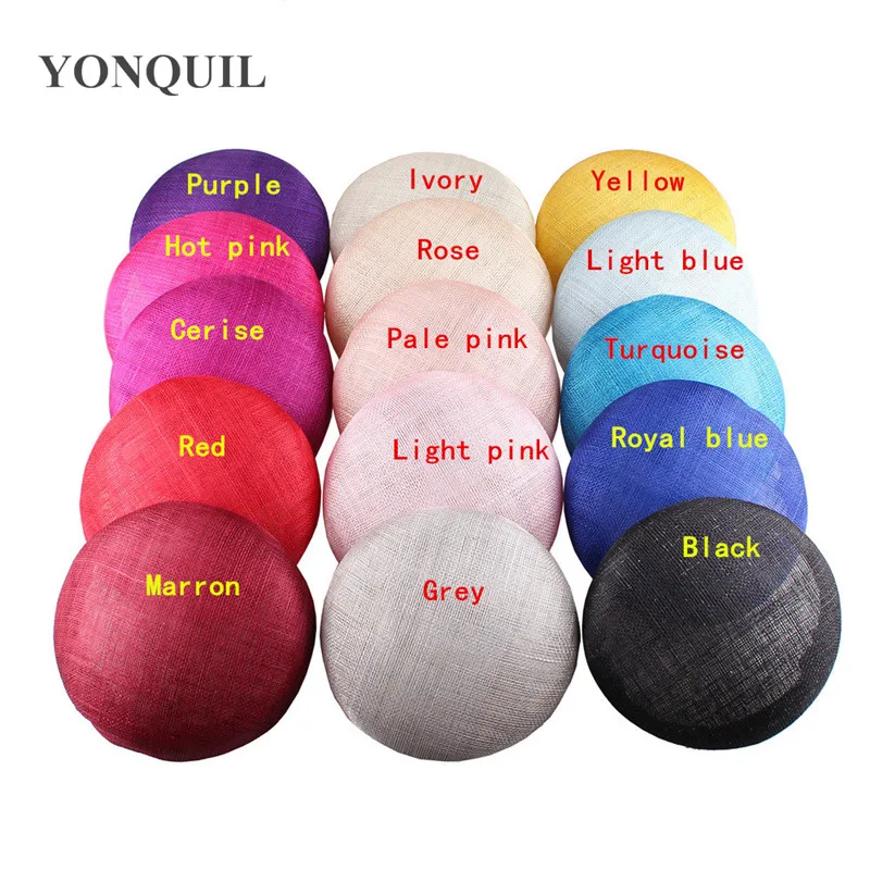 15CM Round Fascinator Base Sinamay Fascinator Hats for Wedding Occasion Church Hat DIY Hair Headwear 15Color for Select 6Pcs/Lot